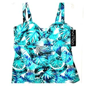 Catalina Tankini Top Missy Plus 2X GREEN NWT NEW